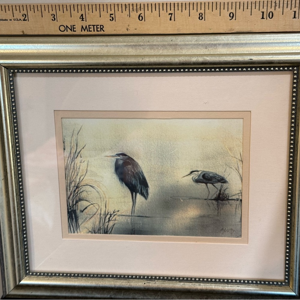 Joan Brannagan "Blue Heron" Custom Framed Art Print Bird Nature 12x10” - Picture 5 of 10